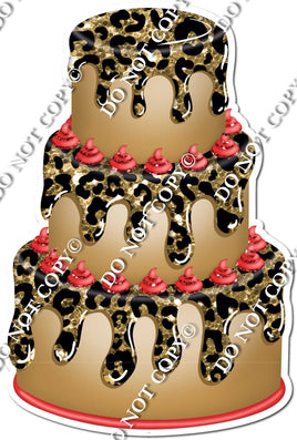 Gold Leopard Cake with Red Dollops