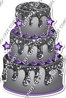 Silver Cake with Purple Stars & Dollops