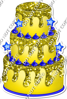Yellow Cake with Blue Stars & Dollops