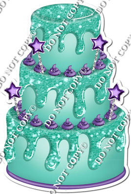 Mint Cake with Purple Stars & Dollops