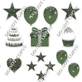 14 pc - Flair Set - Sage Sparkle