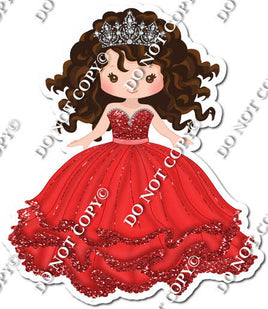 Girl in Dress Wearing Crown - Red Dress w/ Variants
