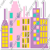 Buildings - Flat Baby Pink & Lavender Pastel Windows w/ Variants