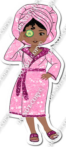Spa - Dark Skin Tone Girl in Pink Robe w/ Variants
