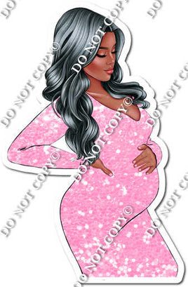 Baby Pink Sparkle - Dark Skin Tone Pregnant Woman w/ Variants