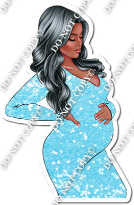 Baby Blue Sparkle - Dark Skin Tone Pregnant Woman w/ Variants