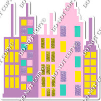 Buildings - Flat Baby Pink & Lavender Pastel Windows w/ Variants
