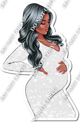 White Sparkle - Dark Skin Tone Pregnant Woman w/ Variants