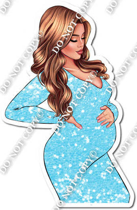 Baby Blue Sparkle - Light Skin Tone Pregnant Woman w/ Variants