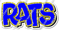 Split BB Font - Flat Blue & Yellow Sparkle Cong Rats Statement w/ Variants