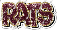 Split BB Font - Burgundy Sparkle & Gold Sparkle Cong Rats Statement w/ Variants