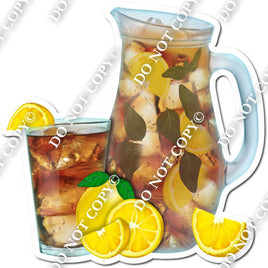 Ice Tea Pitcher & Glass with Lemons w/ Variants