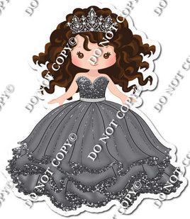 Girl in Dress Wearing Crown - Silver Dress w/ Variants
