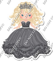 Girl in Dress Wearing Crown - Silver Dress w/ Variants
