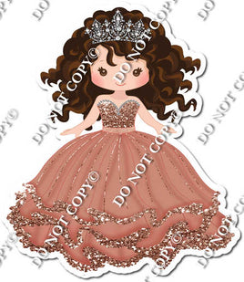 Girl in Dress Wearing Crown - Rose Gold Dress