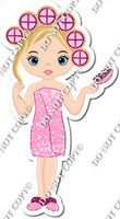Spa - Light Skin Tone Girl Blonde Hair with Pink Curlers w/ Variants