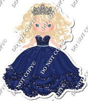 Girl in Dress Wearing Crown - Navy Blue Dress w/ Variants