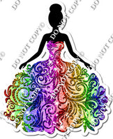 Silhouette Girl in Sparkle Dress w/ Multiple Colors