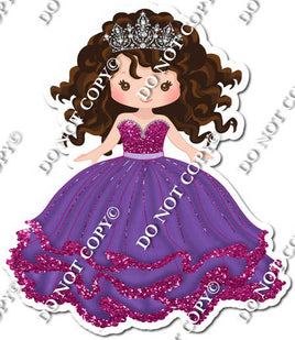Girl in Dress Wearing Crown - Purple & Hot Pink Dress