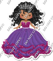 Girl in Dress Wearing Crown - Purple & Hot Pink Dress w/ Variants