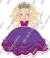 Girl in Dress Wearing Crown - Purple & Hot Pink Dress w/ Variants
