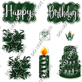 8 pc Split Happy Birthday - Flat Hunter Green - Flair-hbd0579
