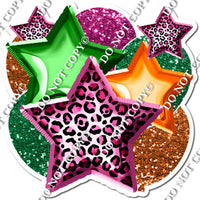 Pink Leopard, Green, & Orange Balloon & Star Bundle