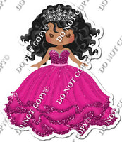 Girl in Dress Wearing Crown - Hot Pink Dress w/ Variants