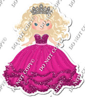 Girl in Dress Wearing Crown - Hot Pink Dress w/ Variants