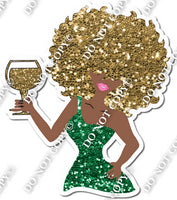 Dark Skin Tone Girl - Green Dress w/ Variants