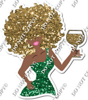 Dark Skin Tone Girl - Green Dress w/ Variants