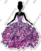 Silhouette Girl in Sparkle Dress w/ Multiple Colors