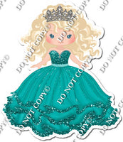 Girl in Dress Wearing Crown - Teal Dress w/ Variants