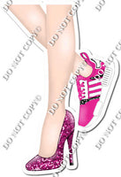 Hot Pink - Women's Legs with High Heel & Tennis Shoe w/ Variants