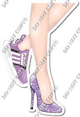 Lavender - Women's Legs with High Heel & Tennis Shoe