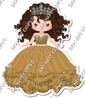 Girl in Dress Wearing Crown - Gold Dress w/ Variants