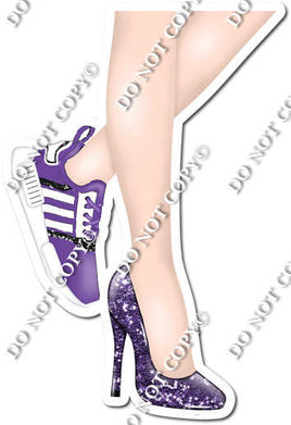 Purple - Women's Legs with High Heel & Tennis Shoe