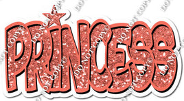 Coral Sparkle BB Font Princess Statement w/ Variant