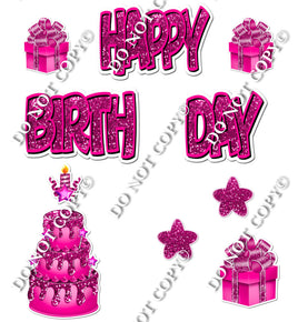 10 pc Happy Birthday - Swift - Hot Pink Sparkle Flair-hbd0563