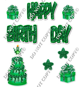 10 pc Happy Birthday - Swift - Green Sparkle Flair-hbd0564