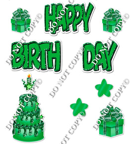 10 pc Happy Birthday - Swift - Flat Green Flair-hbd0554