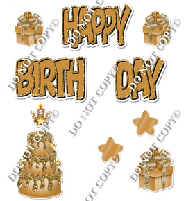 10 pc Happy Birthday - Swift - Flat Gold Flair-hbd0555