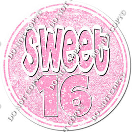 Baby Pink Sparkle - Sweet 16 Circle Statement w/ Variants