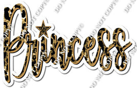 Gold Leopard Sparkle Cursive Princess Statement w/ Variant