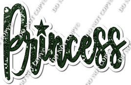 Hunter Green Sparkle Cursive Princess Statement w/ Variant