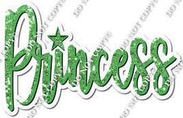 Lime Green Cursive Sparkle Cursive Princess Statement w/ Variant