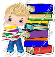 Light Skin Tone Boy with Books s