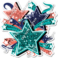 Star Bundle - Teal, Navy Blue, Coral