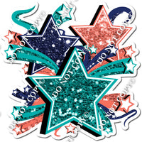 Star Bundle - Teal, Navy Blue, Coral