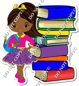 Dark Skin Tone Girl with Books s